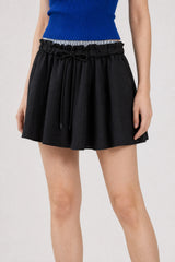 Black and white striped shirting skort