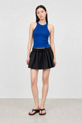 Black and white striped shirting skort
