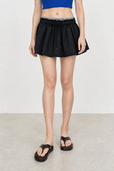 Black and white striped shirting skort