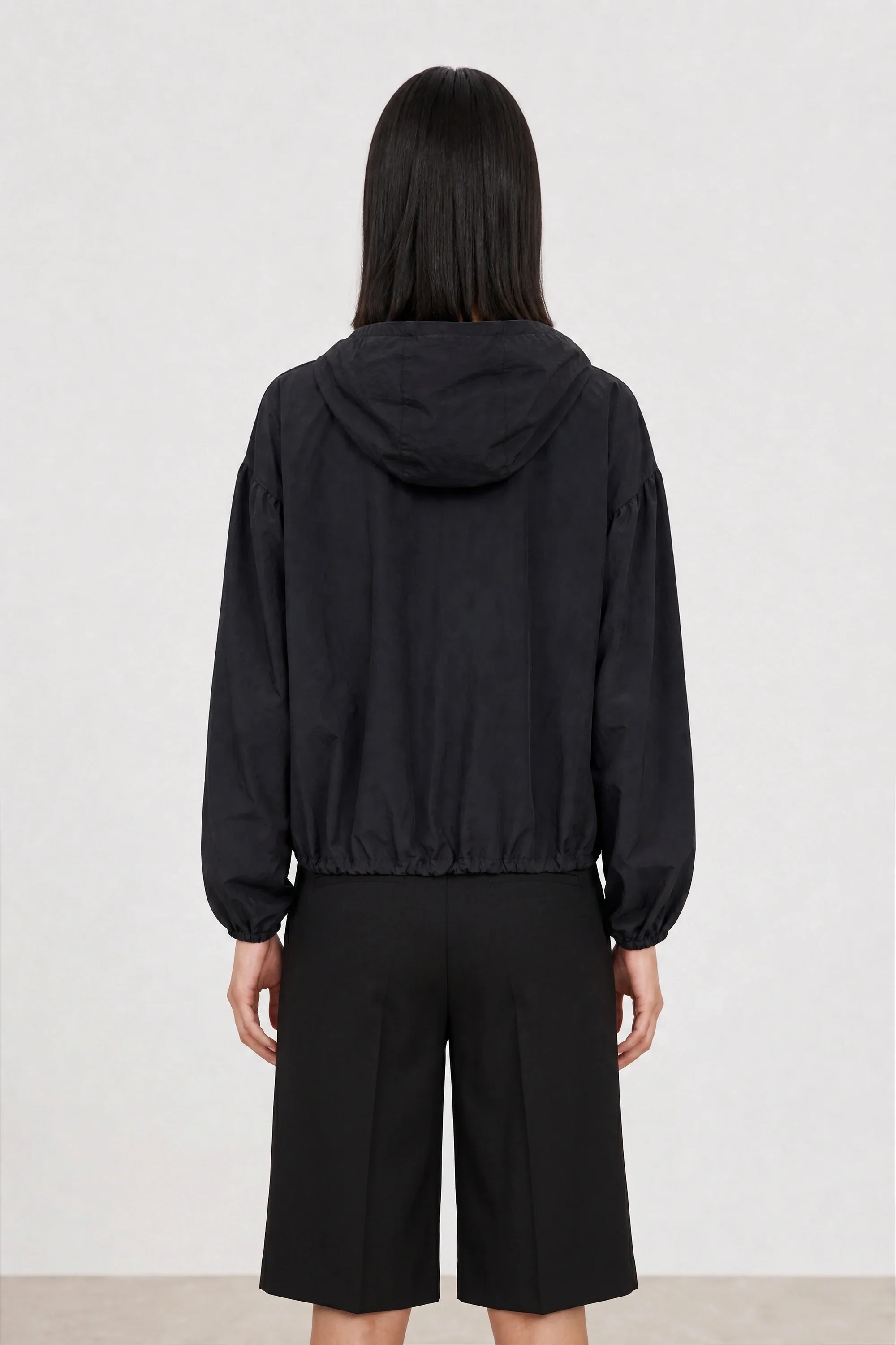 Black box textured hooded windbreaker