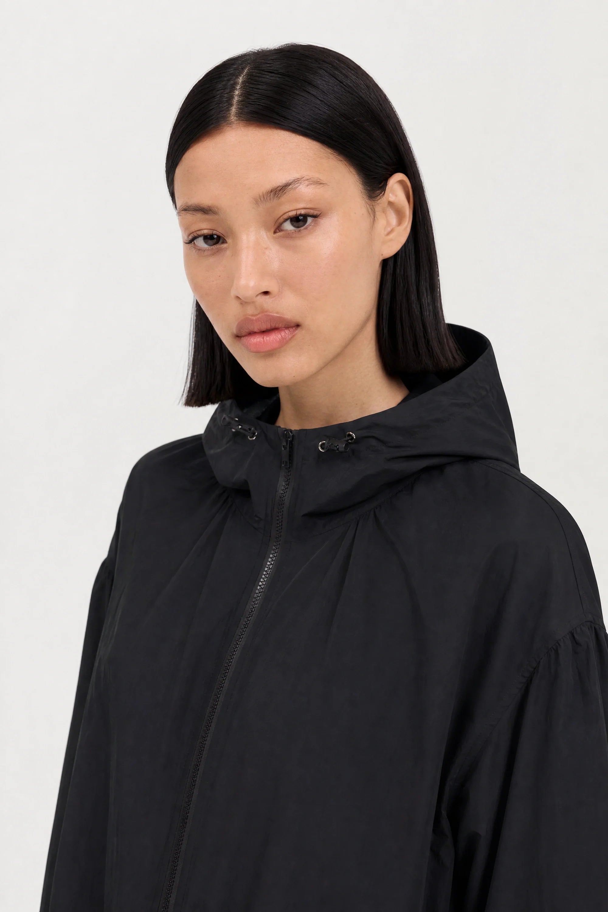 Black box textured hooded windbreaker