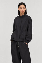Black diagonal pocket bomber jacket