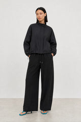Black diagonal pocket bomber jacket