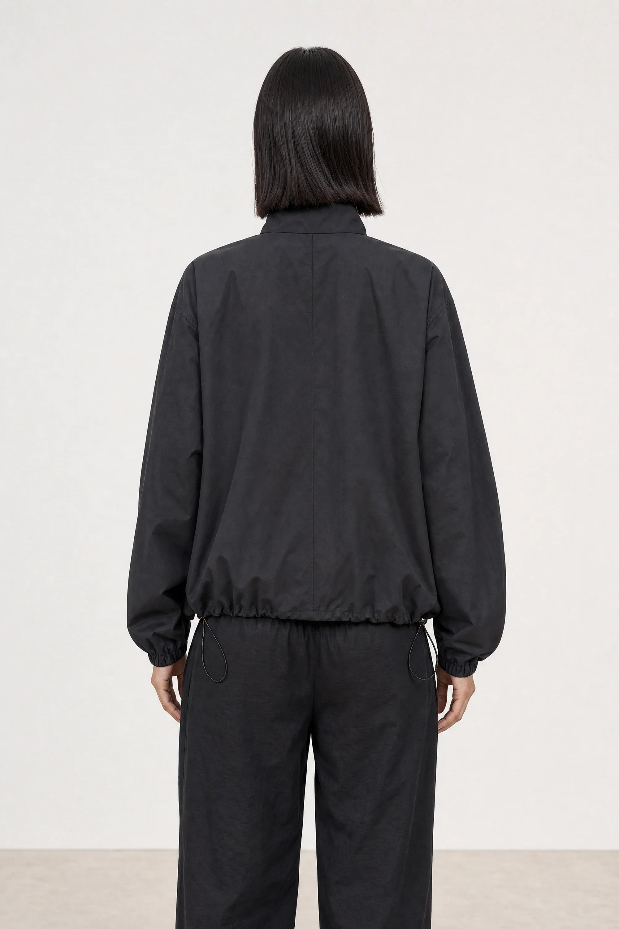 Black diagonal pocket bomber jacket