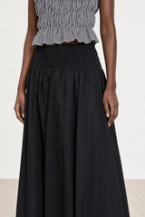 Black giant shirring waist skirt