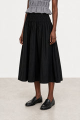 Black giant shirring waist skirt