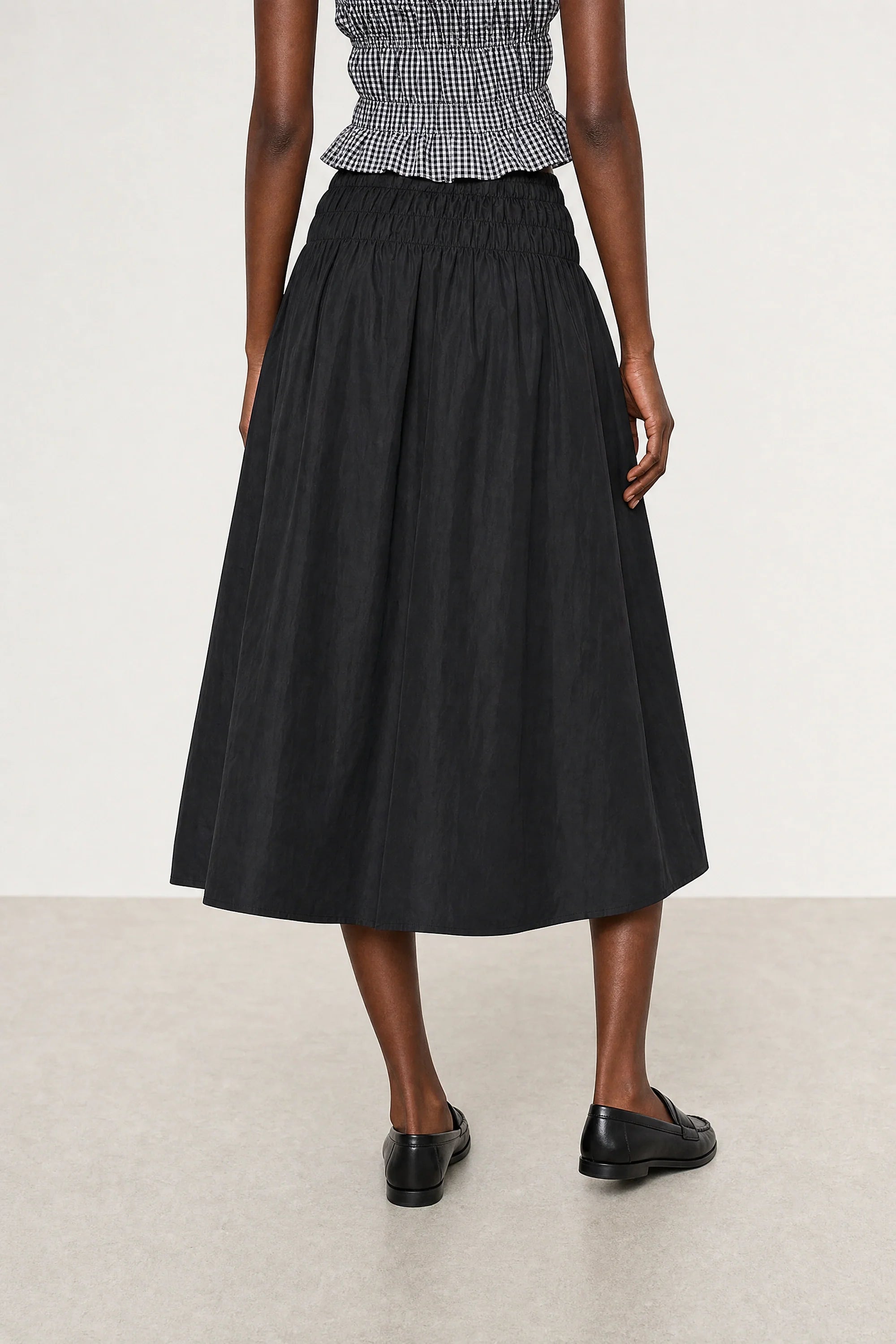 Black giant shirring waist skirt