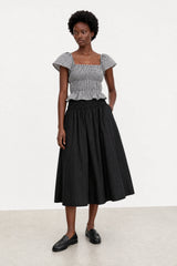Black giant shirring waist skirt