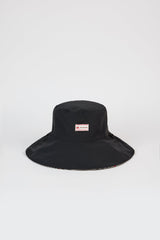 Black gingham embroidered cherry reversible sun hat