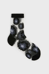 Black large daisy sheer socks