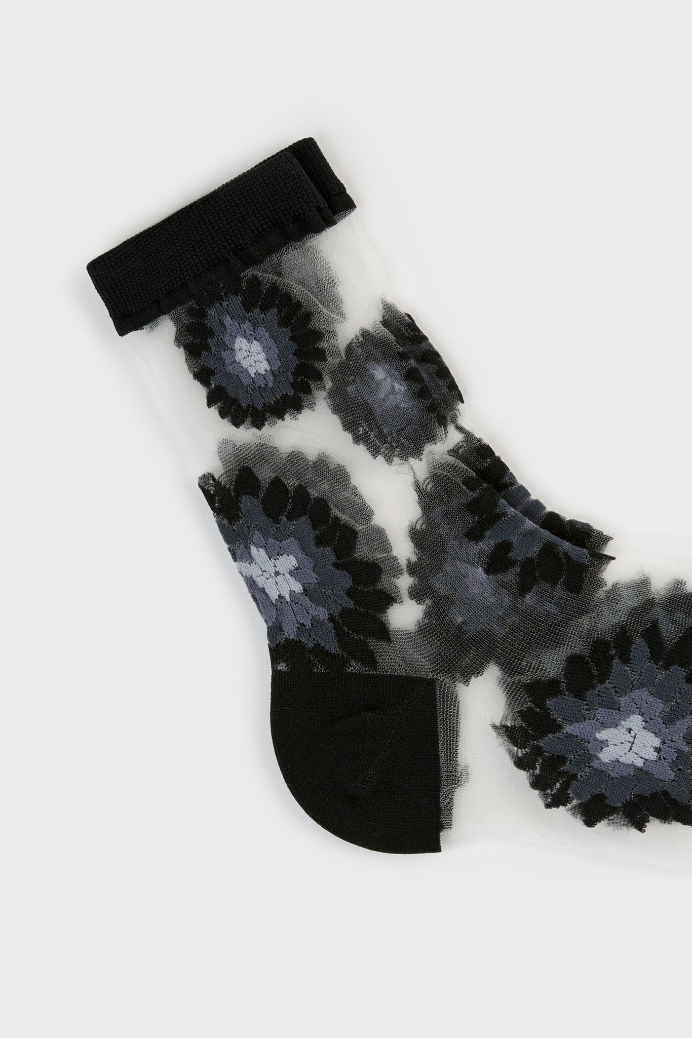 Black large daisy sheer socks