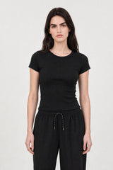 Black lightly padded fitted tee