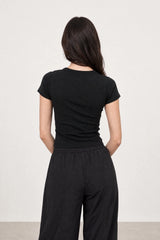 Black lightly padded fitted tee