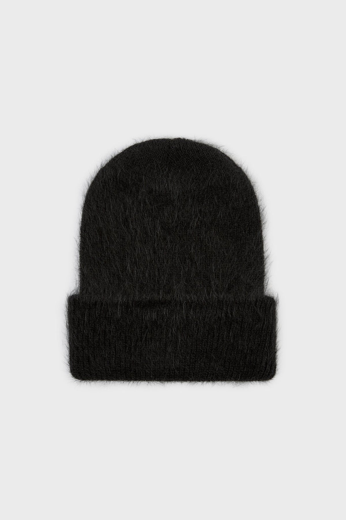 Black mohair beanie hat