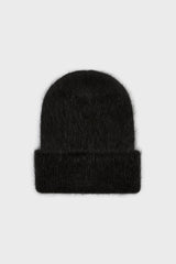Black mohair beanie hat