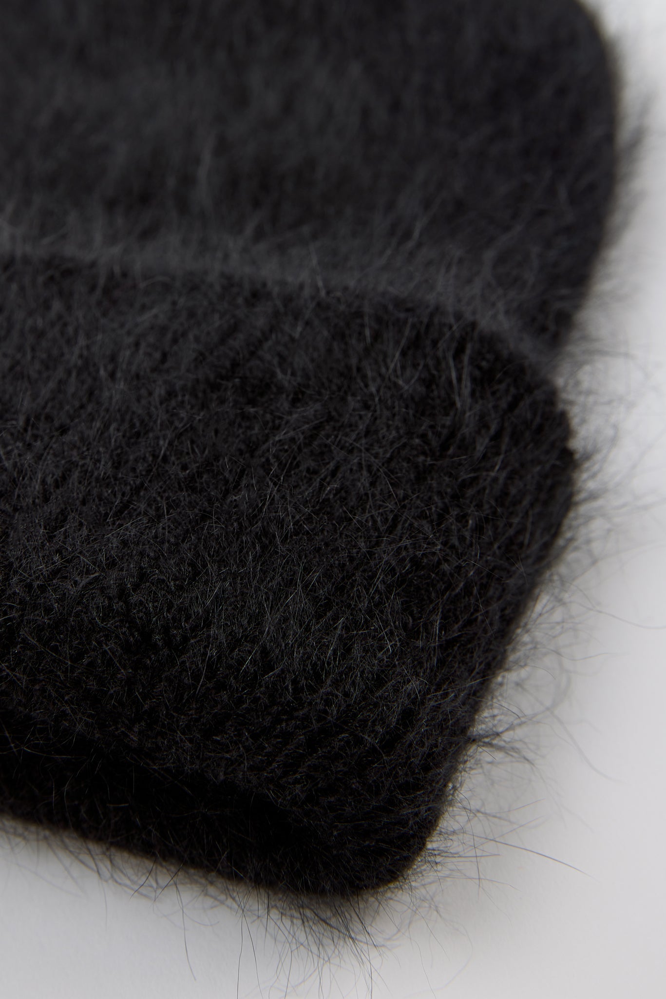 Black mohair beanie hat