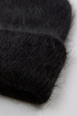 Black mohair beanie hat