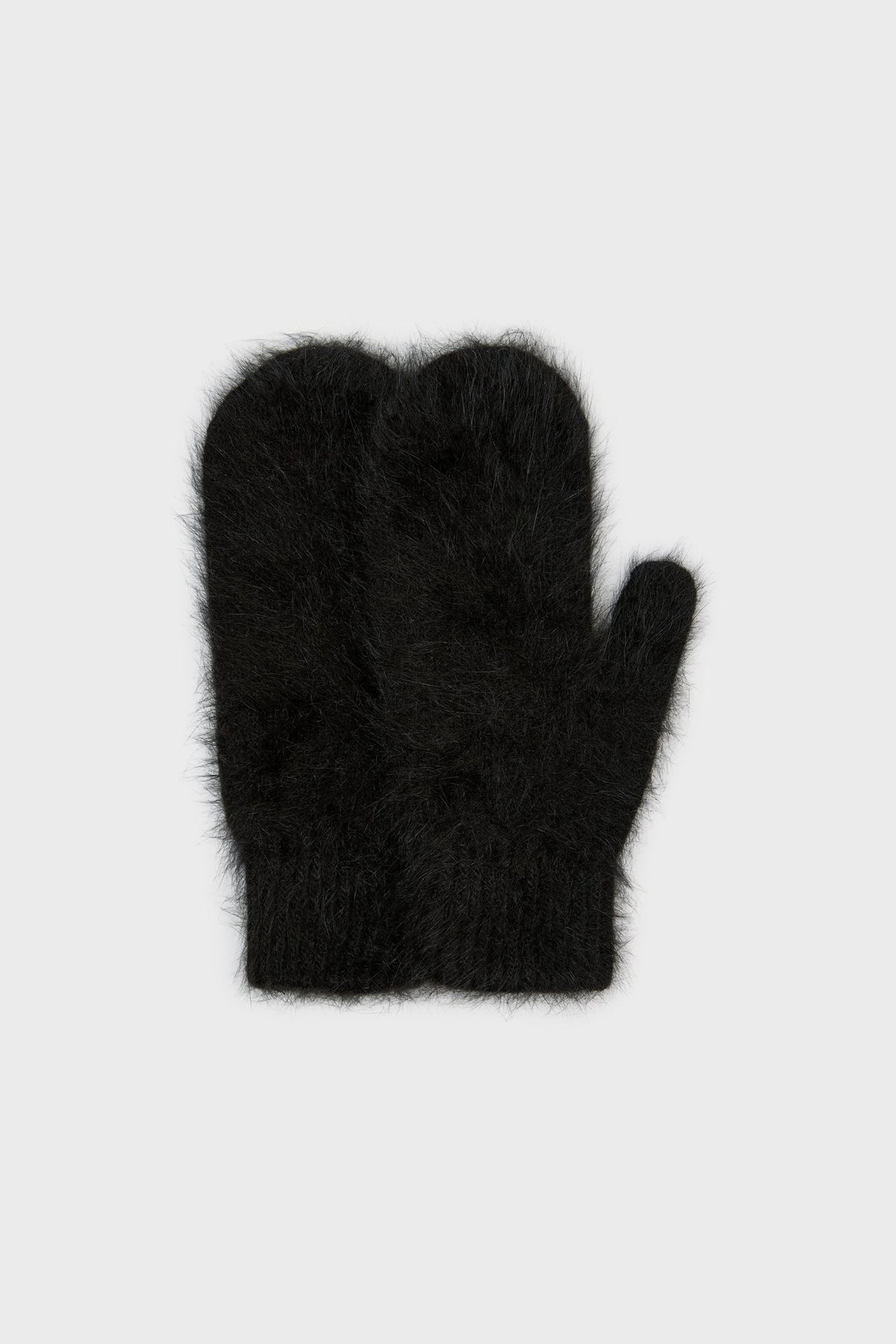 Black mohair mittens