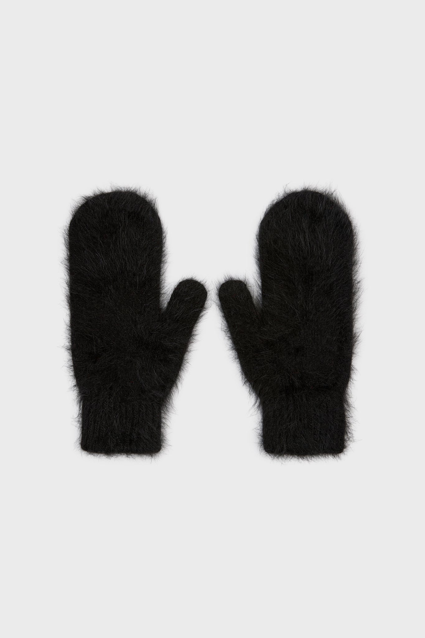 Black mohair mittens