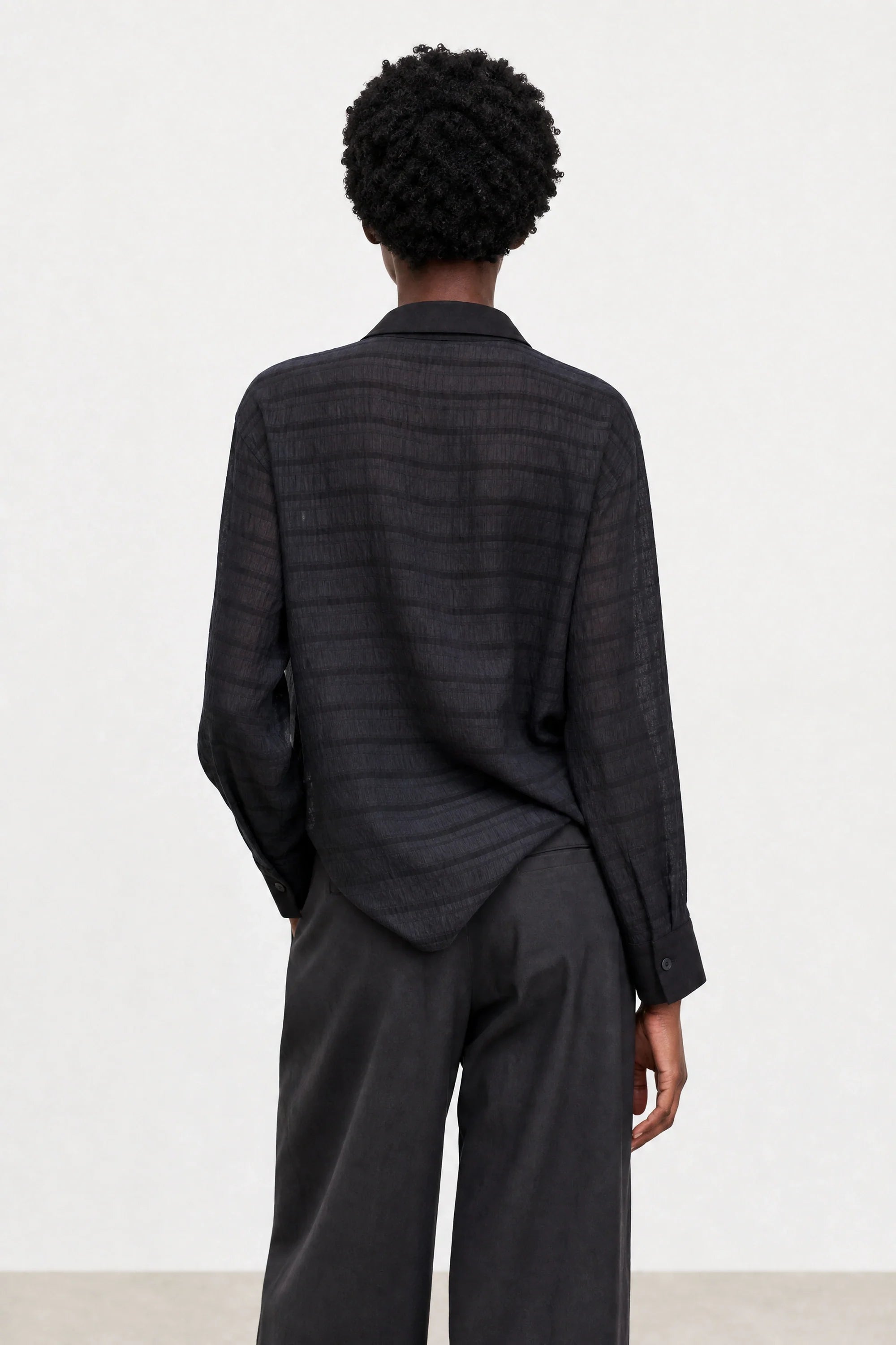 Black on black textured stripe shirt