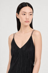 Black ribbed spaghetti strap jumpsuit