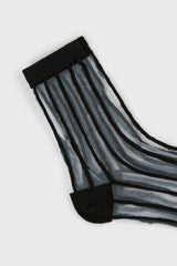 Black sheer referee stripe socks