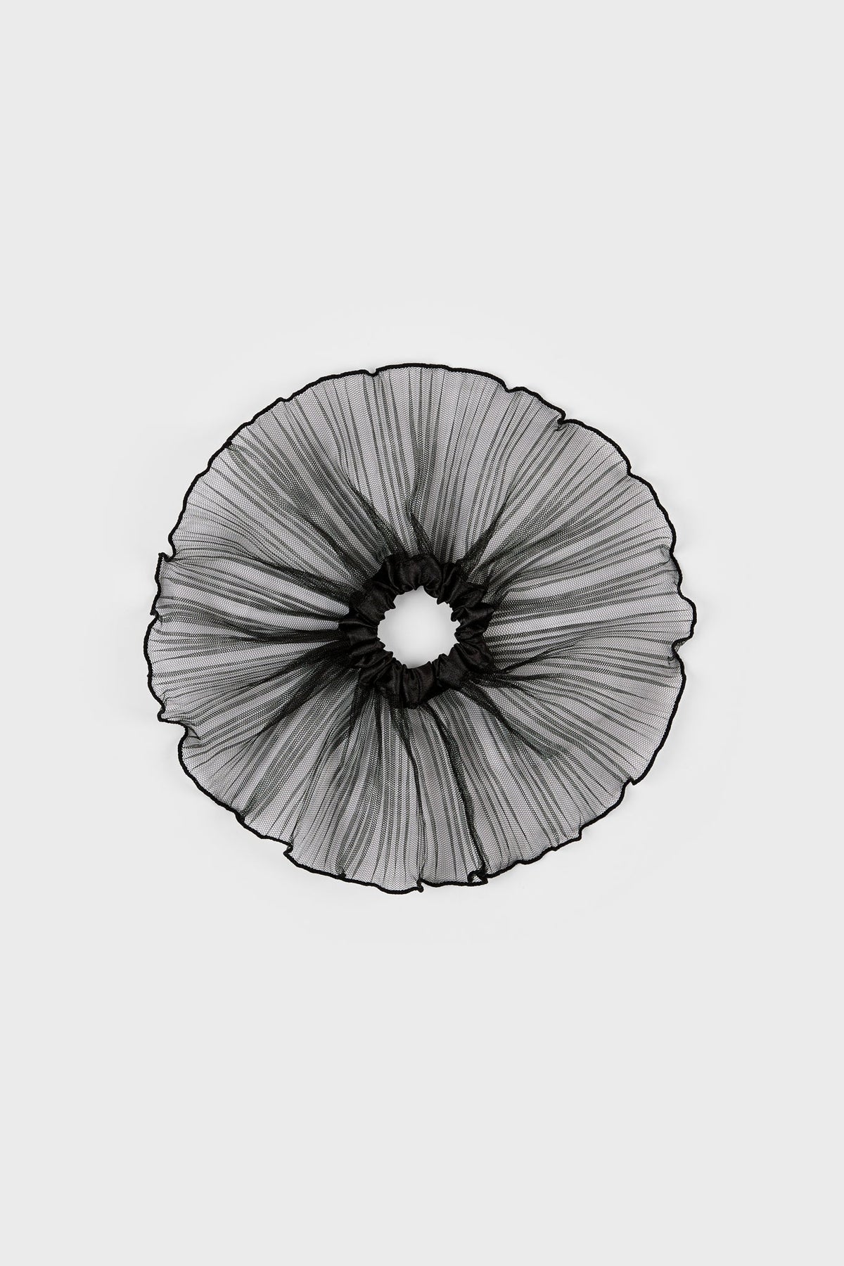 Black sheer ribbed wrist cuff scrunchie