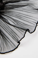 Black sheer ribbed wrist cuff scrunchie