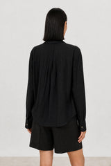 Black silky single breasted blazer