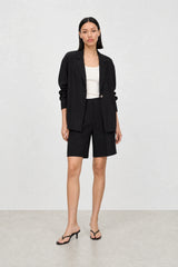 Black silky single breasted blazer