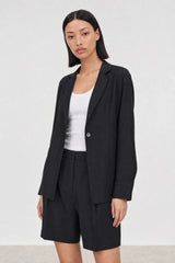 Black silky single breasted blazer