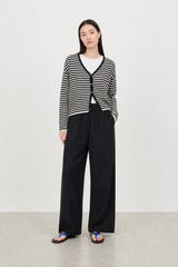 Black thick ruched waist silky trousers