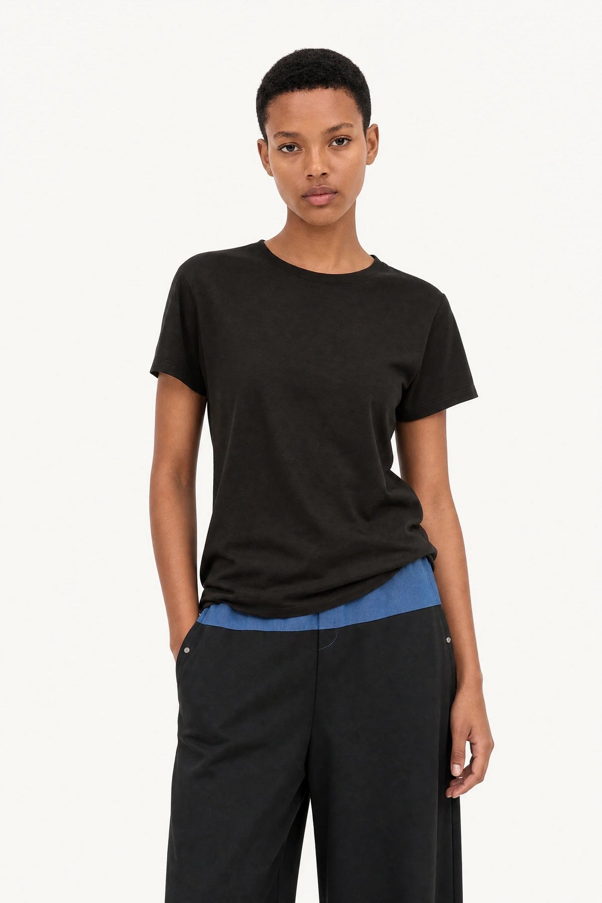 Black semi sheer relaxed fit t-shirt
