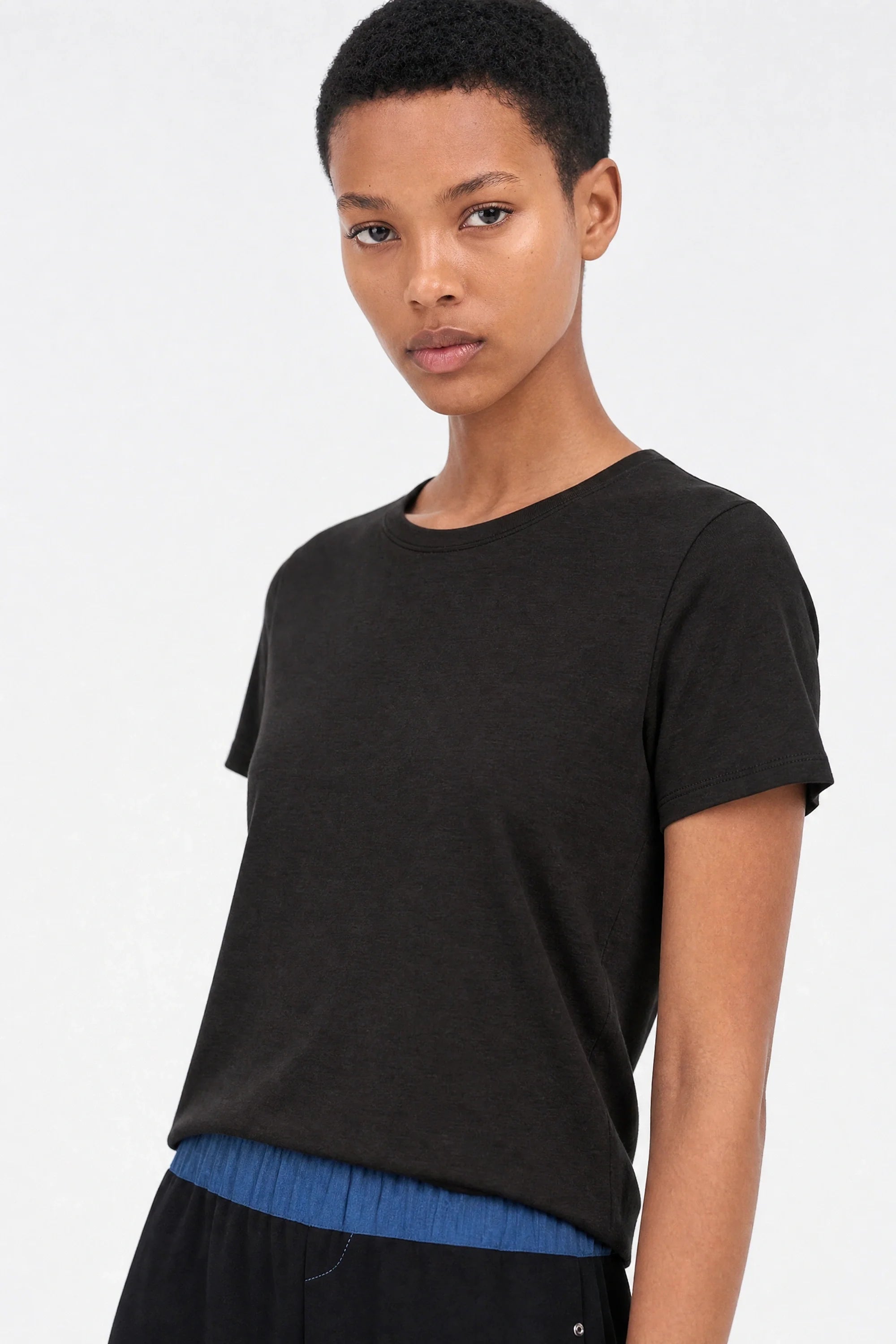 Black semi sheer relaxed fit t-shirt