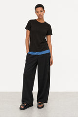 Black semi sheer relaxed fit t-shirt