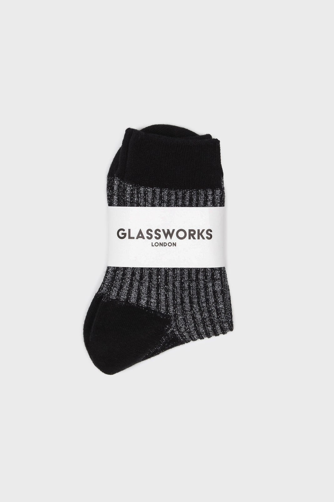 Black metallic vertical stripe socks