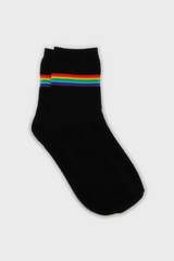 Black rainbow striped ankle socks