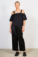 Black silky drop shoulder top