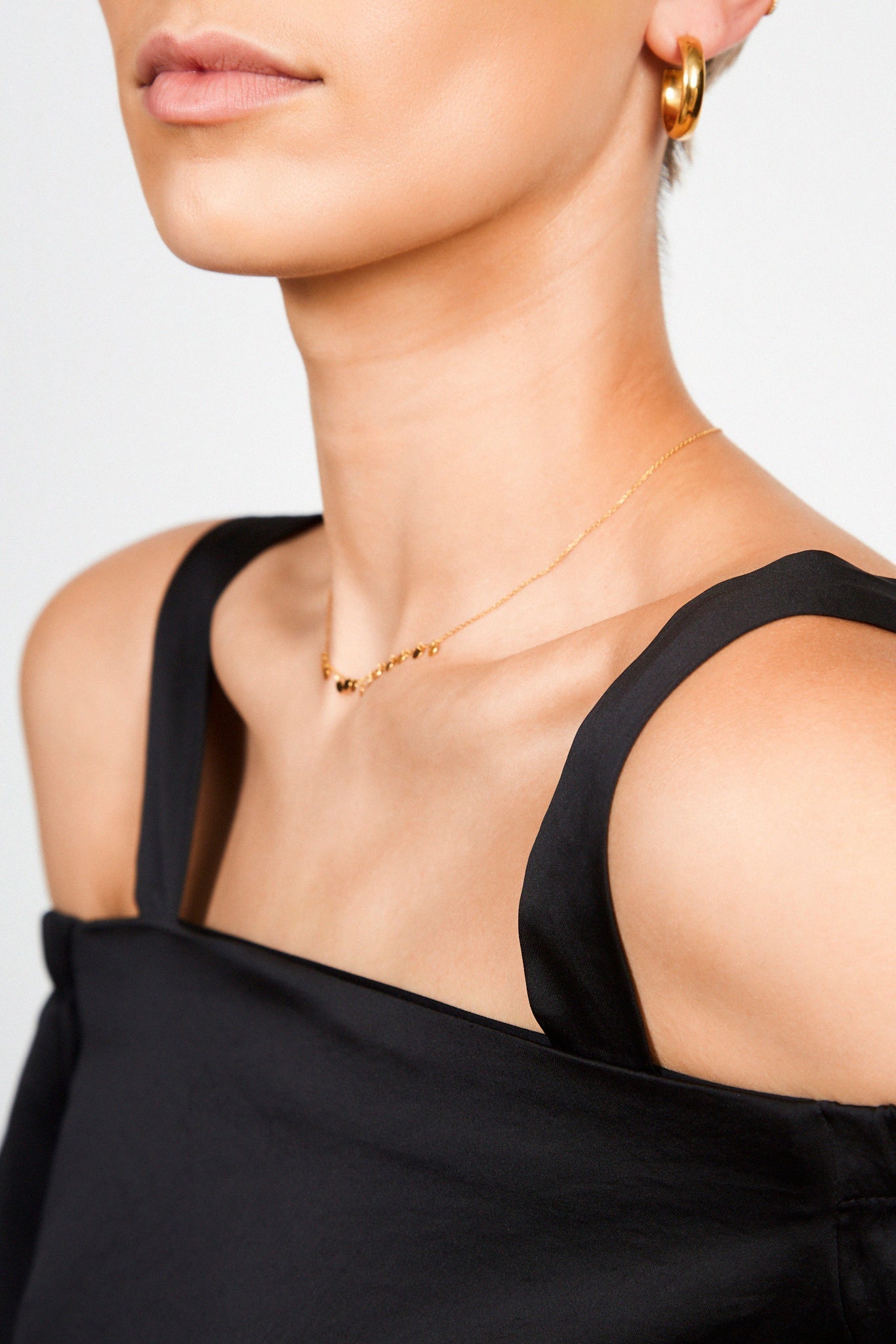 Black silky drop shoulder top