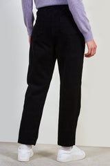 Black thick loose fit drawstring trousers