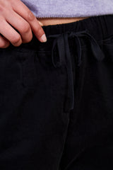 Black thick loose fit drawstring trousers
