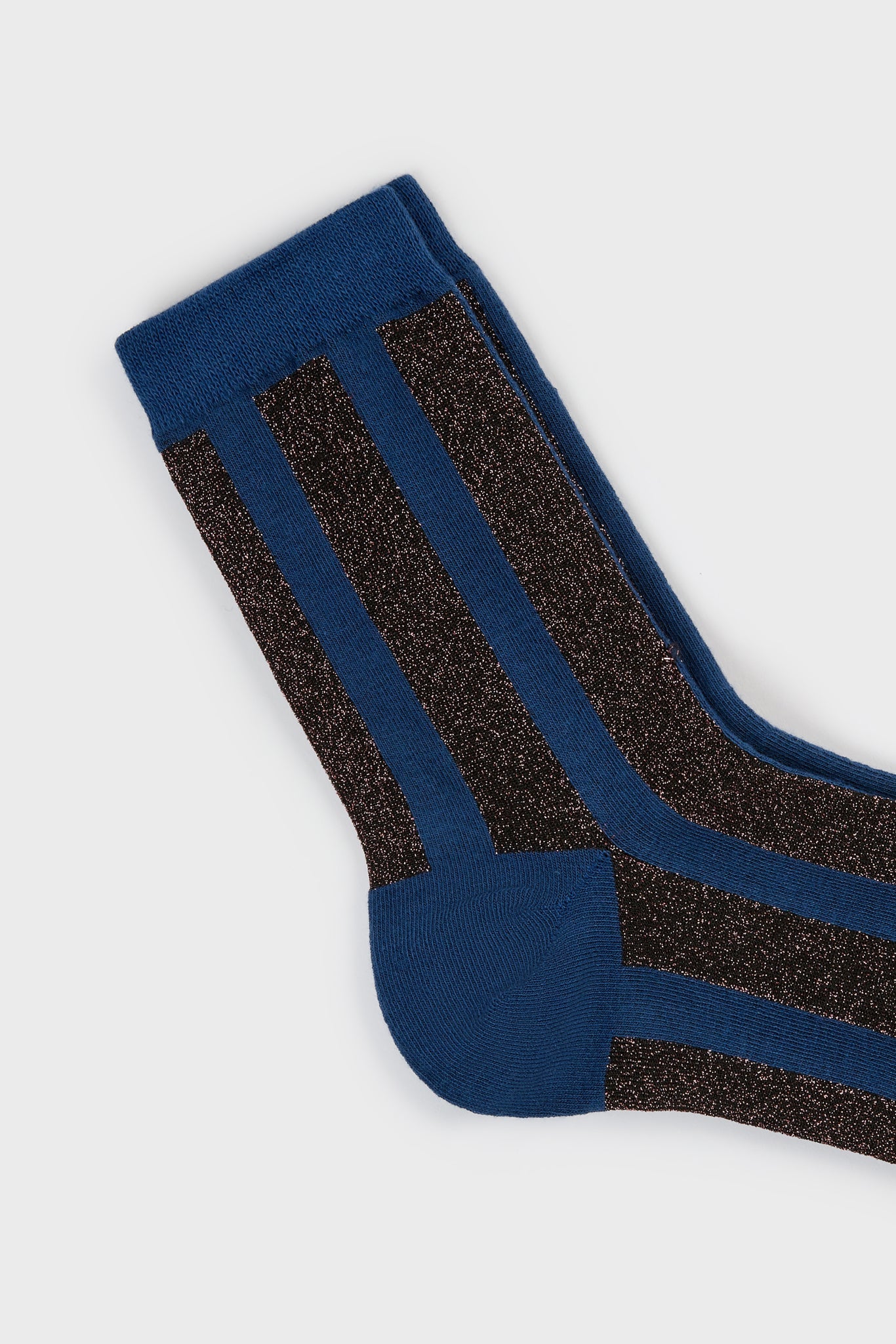 Blue and pink glitter vertical striped socks