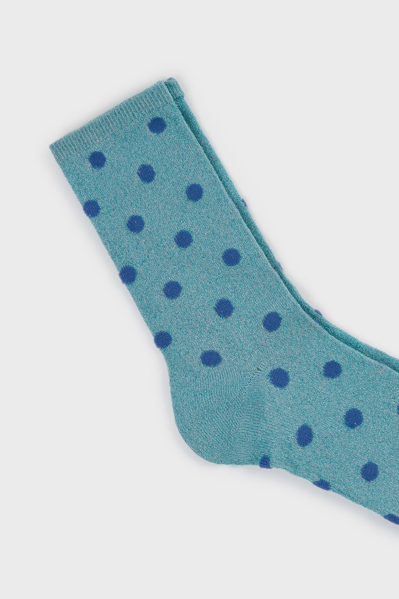 Blue metallic polka dot socks
