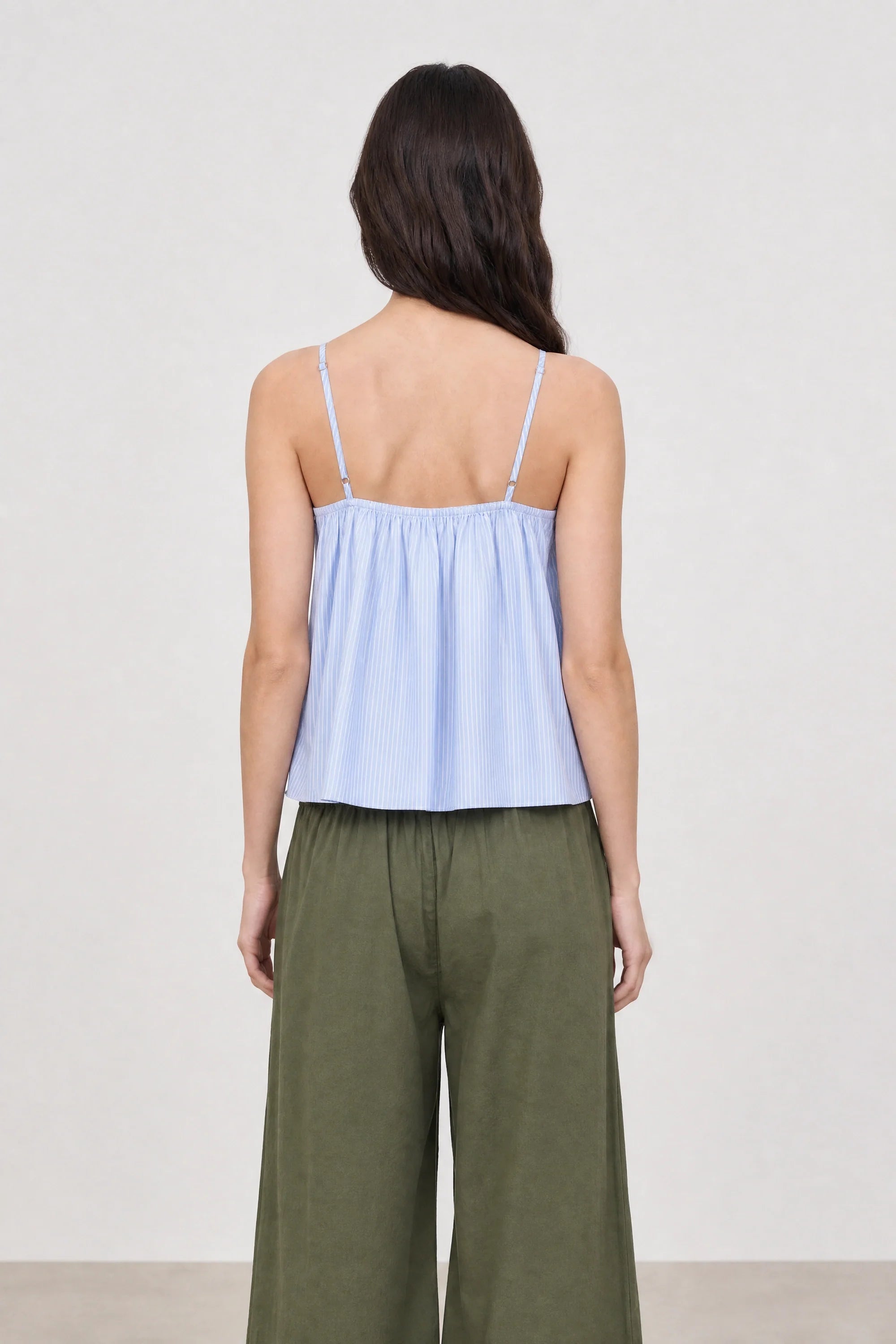 Blue striped bow front tank