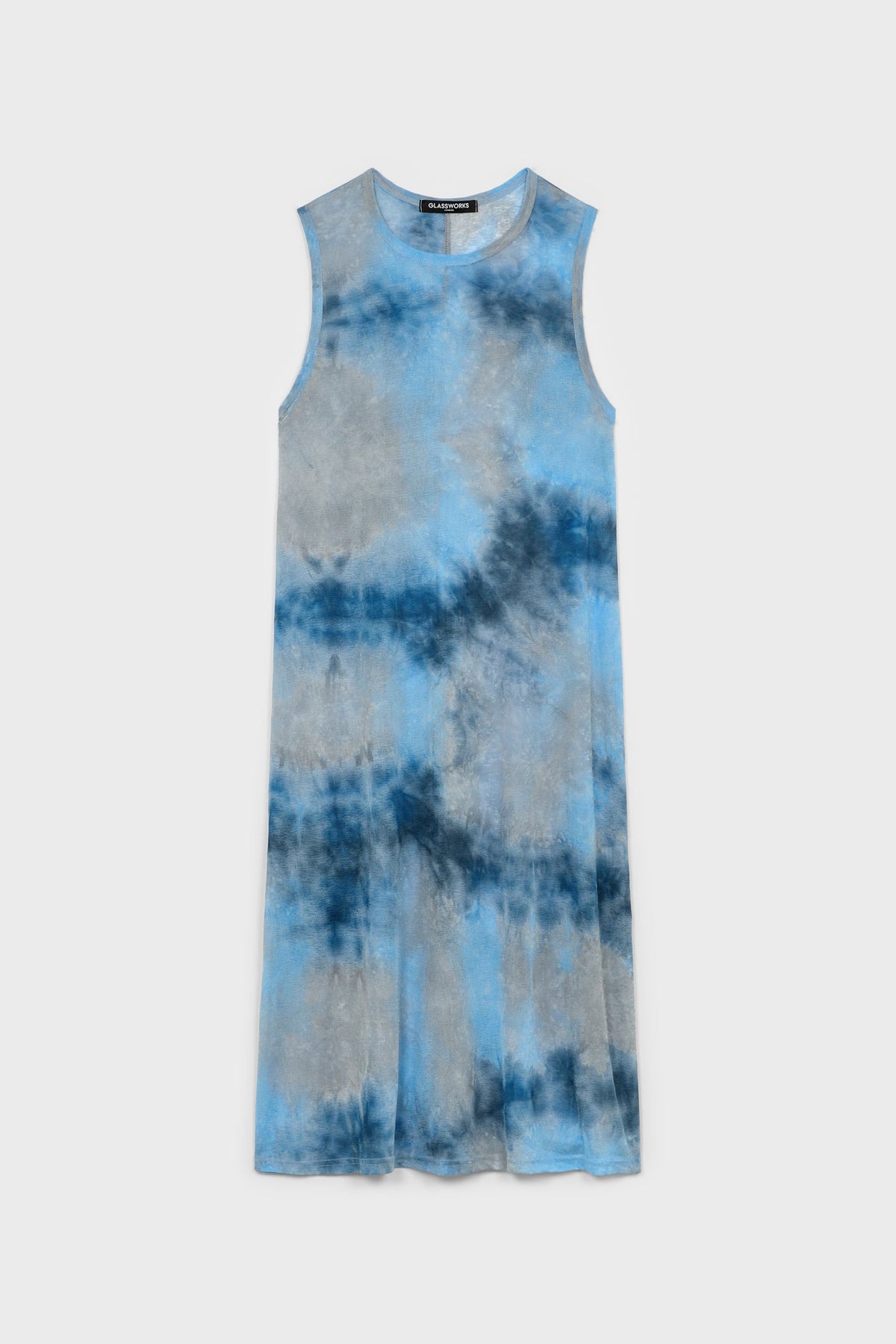 Blue tie dye semi sheer tank dress
