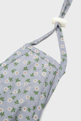 Blue and tiny white daisy print face mask