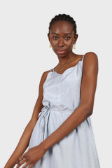 Blue double strap silky maxi dress