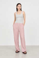 Bright pink checked drawstring trousers