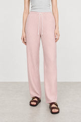 Bright pink checked drawstring trousers