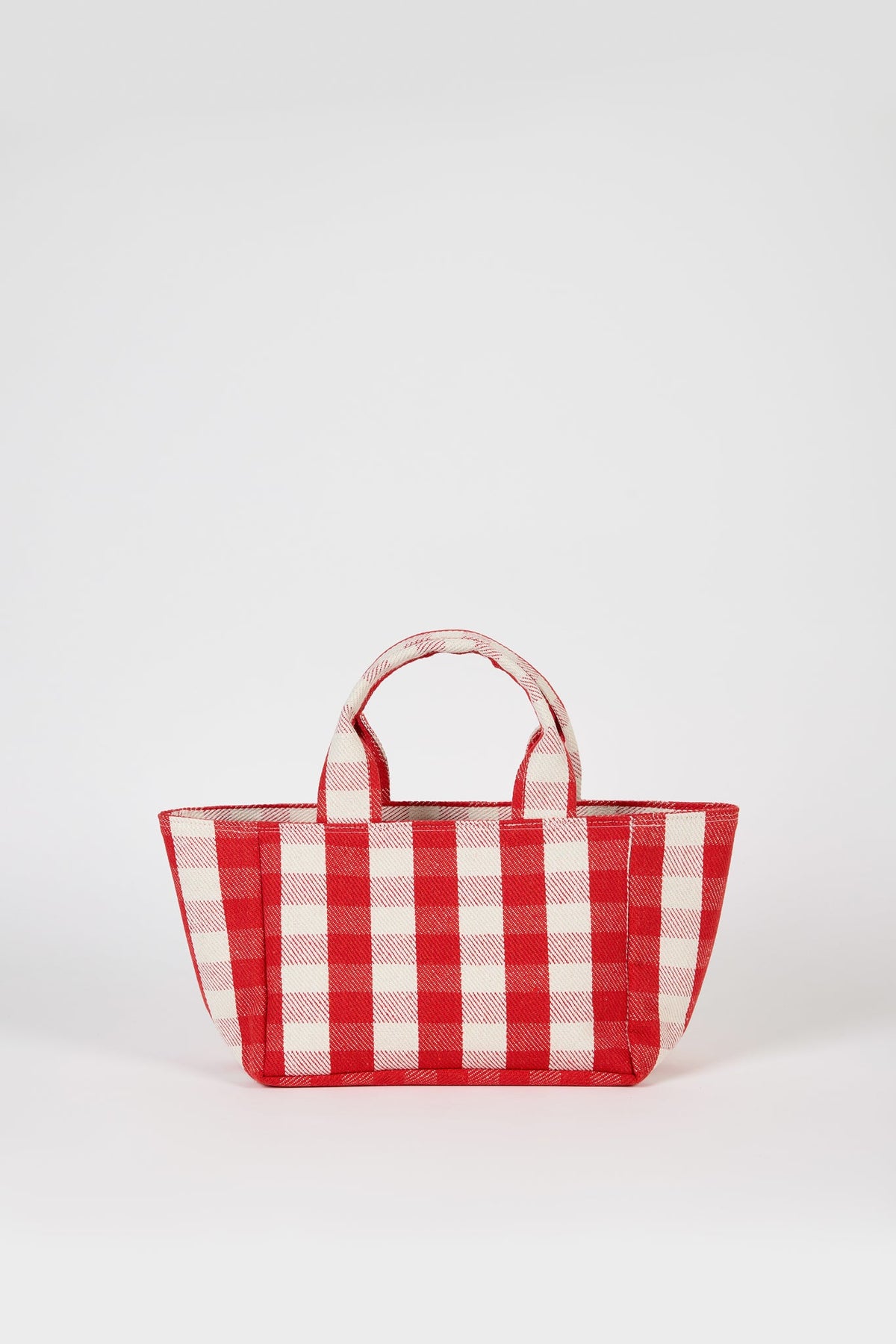 Bright red giant check mini tote bag